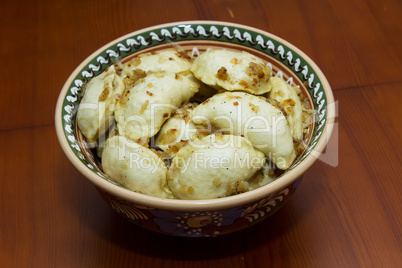 Delicious homemade dumplings .