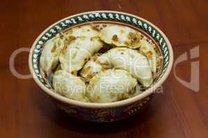 Delicious homemade dumplings .