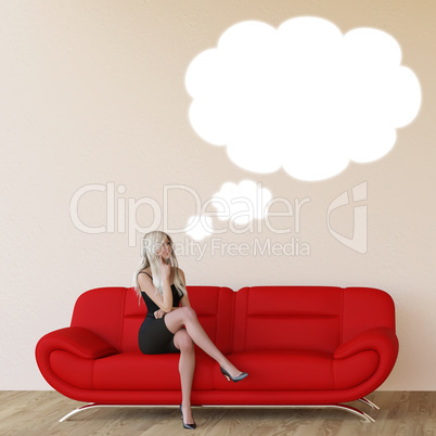 Woman with Thought Bubble