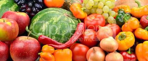 Collection fruit and vegetables background