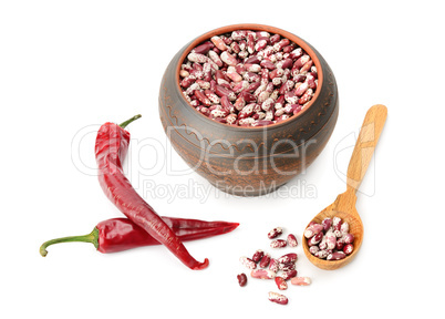 Beans in pot and hot peppers