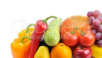 fruits and vegetables isolated on white background