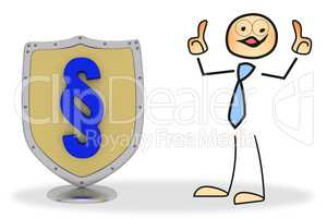 Stick figure with shield