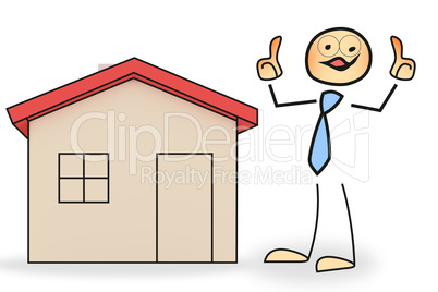 Stick figure with house