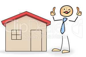 Stick figure with house