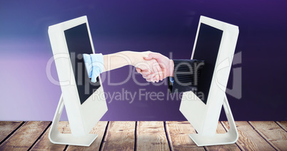 Composite image of close up of a business people closing a deal