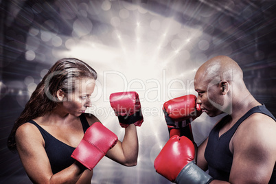 Composite image of athletes with fighting stance