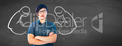 Composite image of hipster businessman with crossed arms