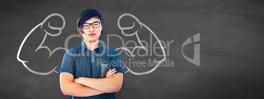 Composite image of hipster businessman with crossed arms