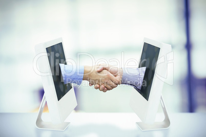 Composite image of hand shake in front of wires