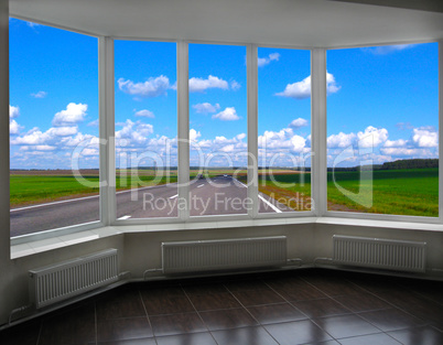 plastic window overlooking the motor highway