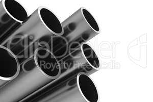 Steel Pipes on a white background.