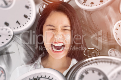 Composite image of screaming woman