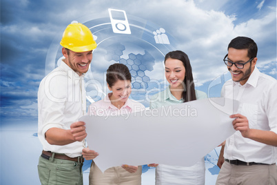 Composite image of casual architecture team working together