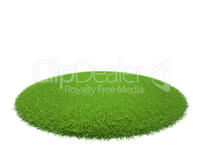 Green grass lawn island isolated on white background