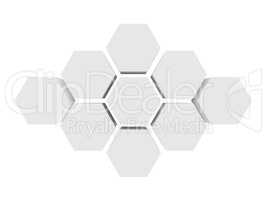 Hexagons isolated on white background. 3d rendering close-up