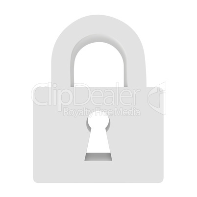 Lock icon isolated on a white background. 3d rendering close-up