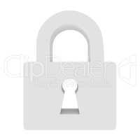 Lock icon isolated on a white background. 3d rendering close-up