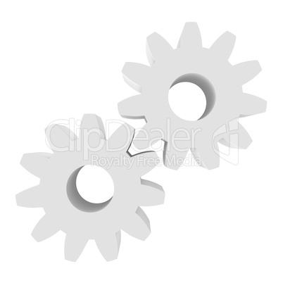 Icon gears isolated on a white background. 3d rendering close-up