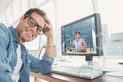 Composite image of  portrait of a casual businessman posing and