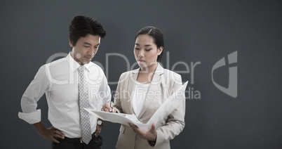 Composite image of estate agent showing lease to customer