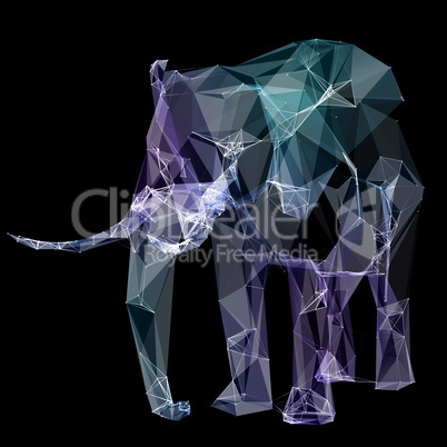Elephant in the polygon design. Digital illustration. Concept