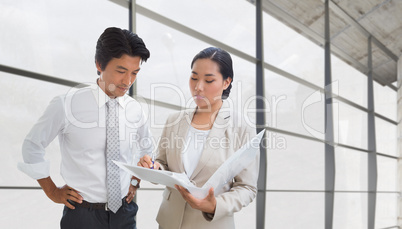 Composite image of estate agent showing lease to customer