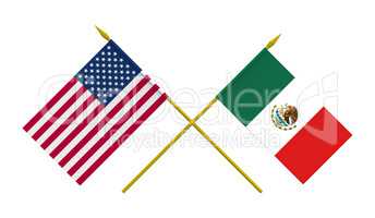Flags, Mexico and USA