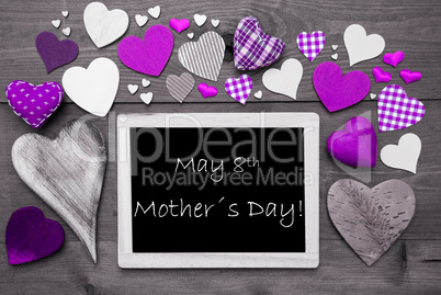 Black And White Chalkbord, Purple Hearts, Mothers Day