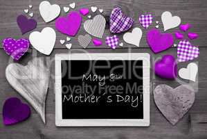 Black And White Chalkbord, Purple Hearts, Mothers Day