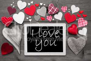 Black And White Chalkbord, Red Hearts, I Love You