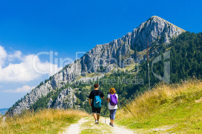 Hikers in the Ligurian Alps