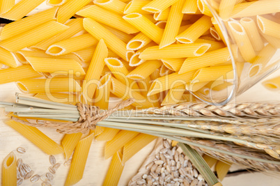 Italian pasta penne with wheat