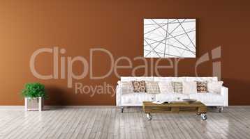 Modern interior of living room with sofa 3d render