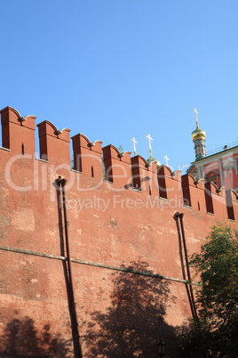 Kremlin wall on sky background