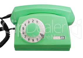 Old Green Rotary Telephone isolated