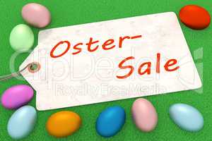 Easter eggs with sign and inscription, Oster-Sale