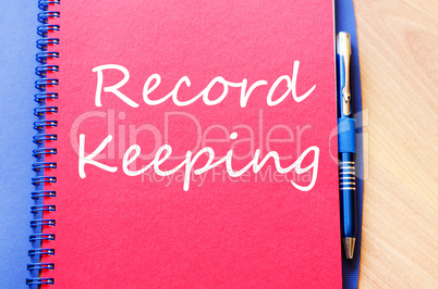 Record keeping write on notebook