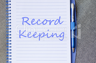 Record keeping write on notebook