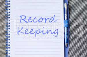 Record keeping write on notebook