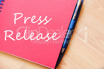 Press release write on notebook