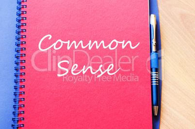 Common sense write on notebook