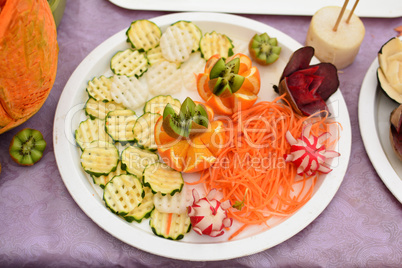 Carved fruits and vegetables