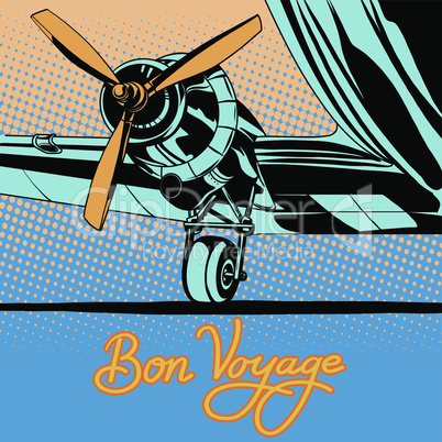 Bon voyage retro travel airplane poster