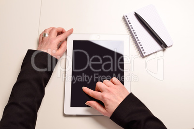 Businesswoman working with a tablet