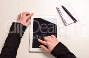 Businesswoman working with a tablet
