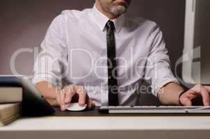 Businessman on a computer