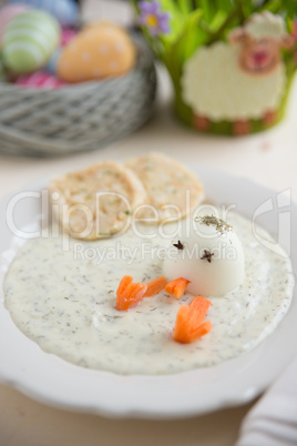 Osteressen, Semmelknödel mit Ei in Dillsauce