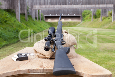 sniper rifle on gun range