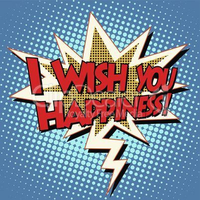 i wish you happiness explosion bubble retro comic book text